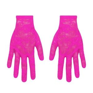 SKIMS Neon Pink Lace Gloves Sheer Stretch Limited Edition Rare Glam NWT